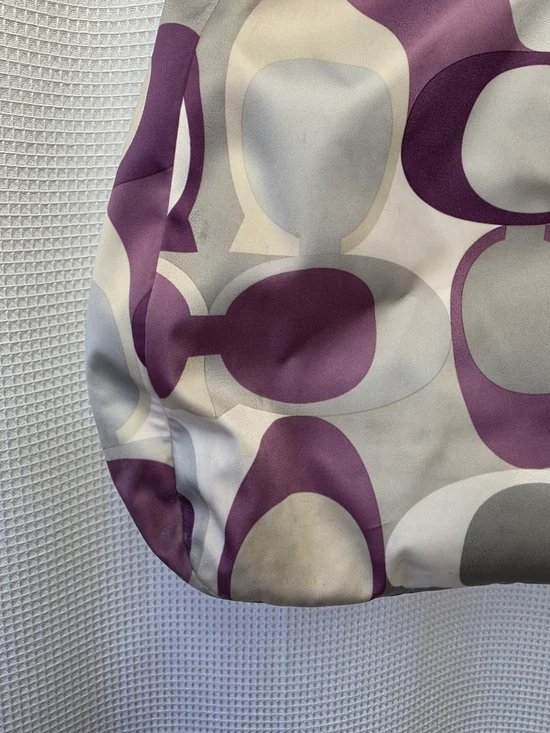 Coach Purple Signature Pattern Shoulder Bag with Silver Trim USED - Picture 5 of 12